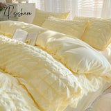 Pisoshare Korean Seersucker Wash Cotton Bedding Set Ins Style Girls Bed Sheet Quilt Cover Solid