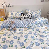 Pisoshare Korean Style Bedding Set Boys Girls Twin Queen Size Duvet Cover Flat Sheet Pillowcase Bed