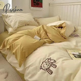 Pisoshare Korean Style Bedding Set Boys Girls Twin Queen Size Duvet Cover Flat Sheet Pillowcase Bed