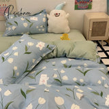 Pisoshare Korean Style Bedding Set Boys Girls Twin Queen Size Duvet Cover Flat Sheet Pillowcase Bed