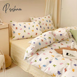 Pisoshare Korean Style Bedding Set Boys Girls Twin Queen Size Duvet Cover Flat Sheet Pillowcase Bed