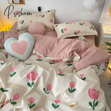 Pisoshare Korean Style Bedding Set Boys Girls Twin Queen Size Duvet Cover Flat Sheet Pillowcase Bed