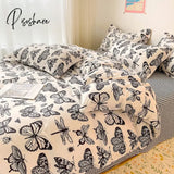 Pisoshare Korean Style Bedding Set Boys Girls Twin Queen Size Duvet Cover Flat Sheet Pillowcase Bed