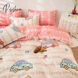 Pisoshare Korean Style Bedding Set Boys Girls Twin Queen Size Duvet Cover Flat Sheet Pillowcase Bed