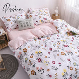 Pisoshare Korean Style Bedding Set Boys Girls Twin Queen Size Duvet Cover Flat Sheet Pillowcase Bed