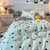 Pisoshare Korean Style Bedding Set Twin Queen Size Cute Cream Cherry Duvet Cover Flat Sheet