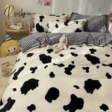 Pisoshare Korean Style Bedding Set Twin Queen Size Cute Cream Cherry Duvet Cover Flat Sheet