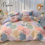 Pisoshare Korean Style Bedding Set Twin Queen Size Cute Cream Cherry Duvet Cover Flat Sheet