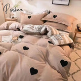 Pisoshare Korean Style Bedding Set Twin Queen Size Cute Cream Cherry Duvet Cover Flat Sheet