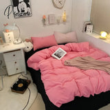 Pisoshare Lilac Bedding Set Solid Color Soft Full Queen Size Boys Girls Duvet Cover No Filler Flat