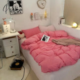 Pisoshare Lilac Bedding Set Solid Color Soft Full Queen Size Boys Girls Duvet Cover No Filler Flat