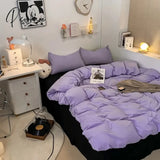 Pisoshare Lilac Bedding Set Solid Color Soft Full Queen Size Boys Girls Duvet Cover No Filler Flat