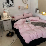 Pisoshare Lilac Bedding Set Solid Color Soft Full Queen Size Boys Girls Duvet Cover No Filler Flat