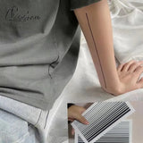 Pisoshare Linear Ray Temporary Tattoo Stickers Arm Neck Simple Fashion Black Line Waterproof Art