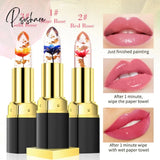 Pisoshare Long Lasting Temperature Color Changing Lip Balm Crystal Jelly Flower Lipstick Gloss