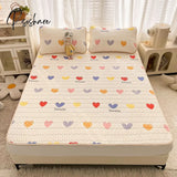 Pisoshare Lovely Cartoon Pattern Latex Bed Mat Kit For Summer Cold Feel Rayon Cool And Pillow Cases