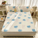 Pisoshare Lovely Cartoon Pattern Latex Bed Mat Kit For Summer Cold Feel Rayon Cool And Pillow Cases