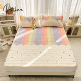 Pisoshare Lovely Cartoon Pattern Latex Bed Mat Kit For Summer Cold Feel Rayon Cool And Pillow Cases