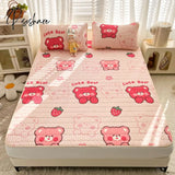 Pisoshare Lovely Cartoon Pattern Latex Bed Mat Kit For Summer Cold Feel Rayon Cool And Pillow Cases