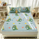 Pisoshare Lovely Cartoon Pattern Latex Bed Mat Kit For Summer Cold Feel Rayon Cool And Pillow Cases