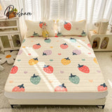 Pisoshare Lovely Cartoon Pattern Latex Bed Mat Kit For Summer Cold Feel Rayon Cool And Pillow Cases