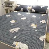 Pisoshare Lovely Cartoon Pattern Latex Bed Mat Kit For Summer Cold Feel Rayon Cool And Pillow Cases