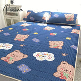 Pisoshare Lovely Cartoon Pattern Latex Bed Mat Kit For Summer Cold Feel Rayon Cool And Pillow Cases