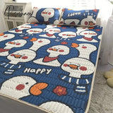 Pisoshare Lovely Cartoon Pattern Latex Bed Mat Kit For Summer Cold Feel Rayon Cool And Pillow Cases