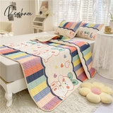 Pisoshare Lovely Cartoon Pattern Latex Bed Mat Kit For Summer Cold Feel Rayon Cool And Pillow Cases