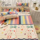 Pisoshare Lovely Cartoon Pattern Latex Bed Mat Kit For Summer Cold Feel Rayon Cool And Pillow Cases