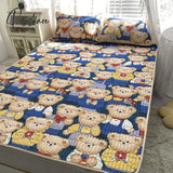 Pisoshare Lovely Cartoon Pattern Latex Bed Mat Kit For Summer Cold Feel Rayon Cool And Pillow Cases