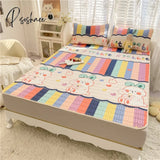 Pisoshare Lovely Cartoon Pattern Latex Bed Mat Kit For Summer Cold Feel Rayon Cool And Pillow Cases