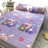 Pisoshare Lovely Cartoon Pattern Latex Bed Mat Kit For Summer Cold Feel Rayon Cool And Pillow Cases