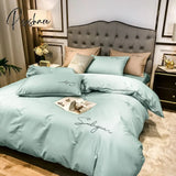 Pisoshare Luxury Bedding Set Duvet Cover 4Pcs Solid Queen Embroidery Flat Sheet Simple Durable King