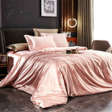 Pisoshare Luxury Bedding Set Mulberry Satin Double-Sided Soft Rayon Duvet Cover Bed Sheet And