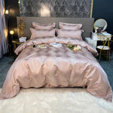 Pisoshare Luxury Black/Gold Jacquard And Egyptian Cotton Bedding Set Satin Smooth Quilt/Duvet Cover