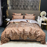 Pisoshare Luxury Black/Gold Jacquard And Egyptian Cotton Bedding Set Satin Smooth Quilt/Duvet Cover