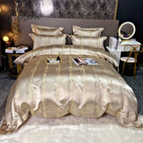 Pisoshare Luxury Black/Gold Jacquard And Egyptian Cotton Bedding Set Satin Smooth Quilt/Duvet Cover