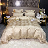 Pisoshare Luxury Black/Gold Jacquard And Egyptian Cotton Bedding Set Satin Smooth Quilt/Duvet Cover