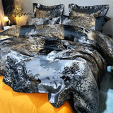 Pisoshare Luxury Black/Gold Jacquard And Egyptian Cotton Bedding Set Satin Smooth Quilt/Duvet Cover