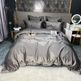 Pisoshare Luxury Black/Gold Jacquard And Egyptian Cotton Bedding Set Satin Smooth Quilt/Duvet Cover