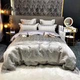 Pisoshare Luxury Black/Gold Jacquard And Egyptian Cotton Bedding Set Satin Smooth Quilt/Duvet Cover
