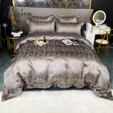 Pisoshare Luxury Black/Gold Jacquard And Egyptian Cotton Bedding Set Satin Smooth Quilt/Duvet Cover