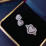 Pisoshare Luxury Bridal Jewelry Set Silver Plated Heart Cut Crystal Ring Stud Earrings Birthday