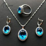 Pisoshare Luxury Bridal Wedding Jewelry Set Women’s White Gold Plated Inlay Aaa Cubic Zirconia