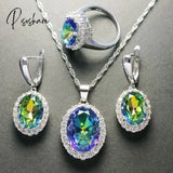 Pisoshare Luxury Bridal Wedding Jewelry Set Women’s White Gold Plated Inlay Aaa Cubic Zirconia