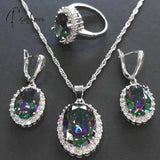 Pisoshare Luxury Bridal Wedding Jewelry Set Women’s White Gold Plated Inlay Aaa Cubic Zirconia