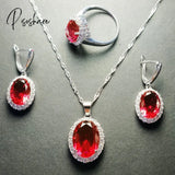 Pisoshare Luxury Bridal Wedding Jewelry Set Women’s White Gold Plated Inlay Aaa Cubic Zirconia
