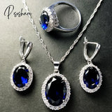 Pisoshare Luxury Bridal Wedding Jewelry Set Women’s White Gold Plated Inlay Aaa Cubic Zirconia