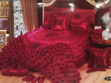 Pisoshare Luxury Champagne Wedding Style Jacquard Stereoscopic Lace Bedspread Bed Skirt Shett